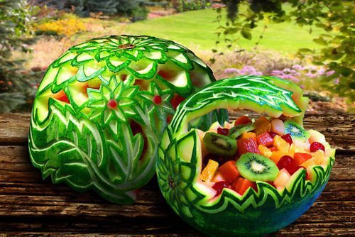 Carved watermelons